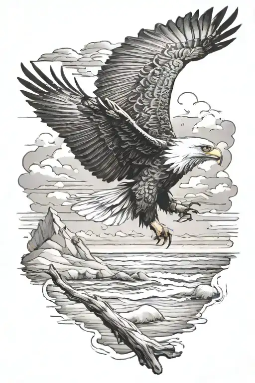 Beach With Flying Eagle