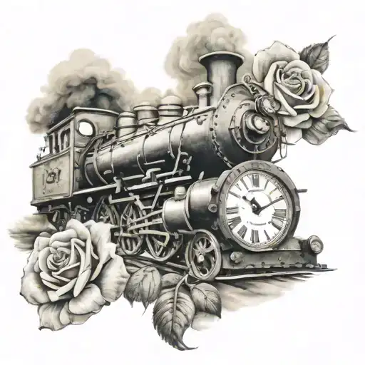 Dad Rose With Steam Train And Time Piece