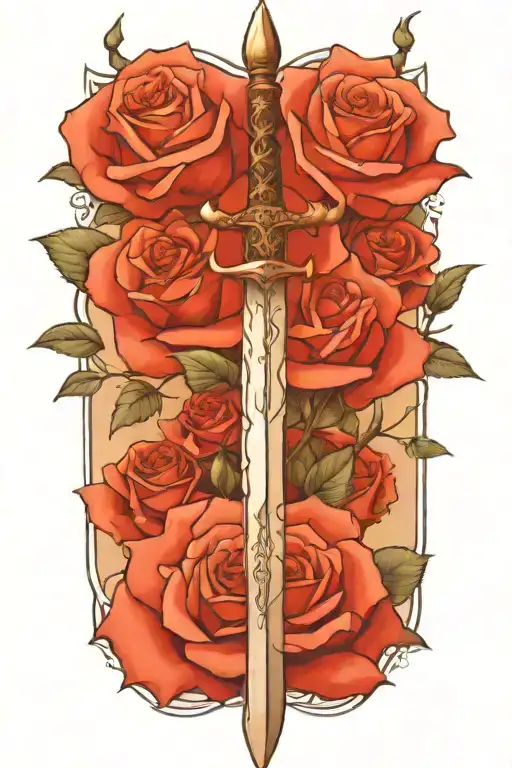 Sword And Roses Intertwined