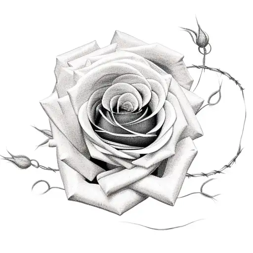 Rose And Stem With Barbed Wire