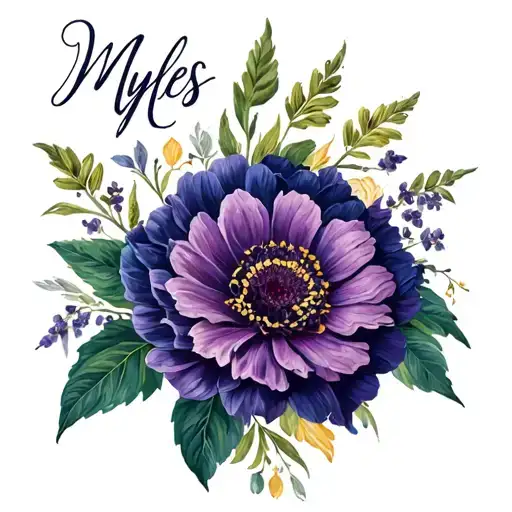 Myles Name With Hothhorn Birth Flower In It