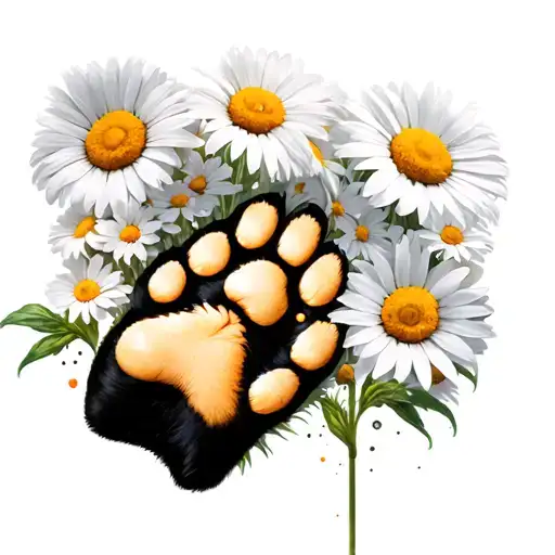 Crazy Daisies And Dog Paw Print