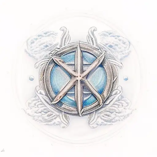 A Serene Beach Scene With A Subtle Religious Symbol In The Sky