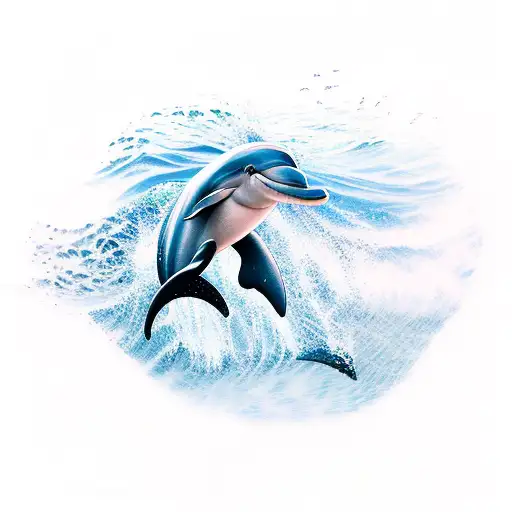 A Realistic Portrait Of A Dolphin Jumping Out Of Water