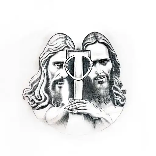 Jesus Holding A Cross