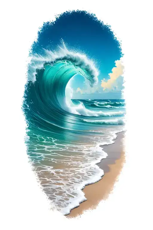 Ocean Waves Crashing On The Beach With Makau Hook Background