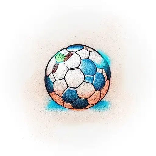 A Majestic Beach Sunset With A Soccer Ball Floating In The Sky