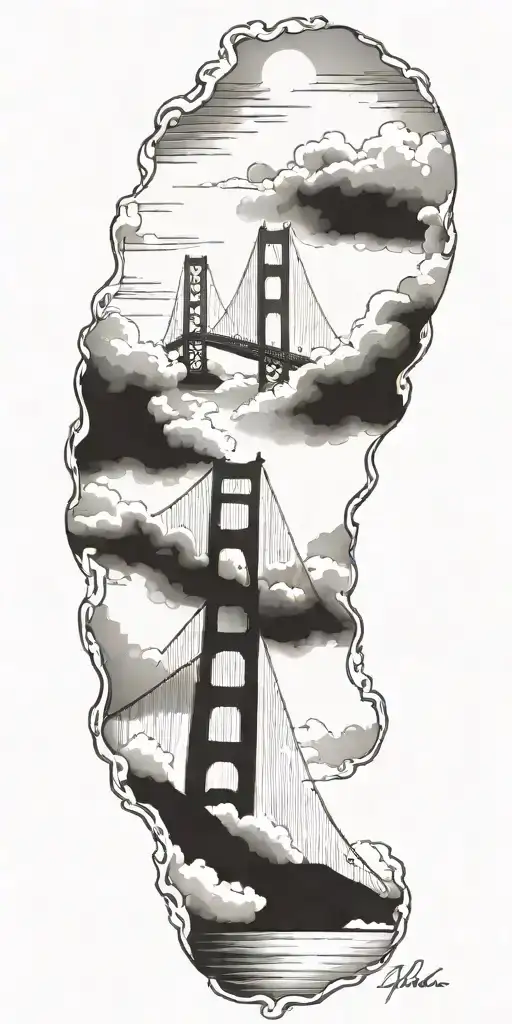 Golden Gate Bridge Towards The Clouds