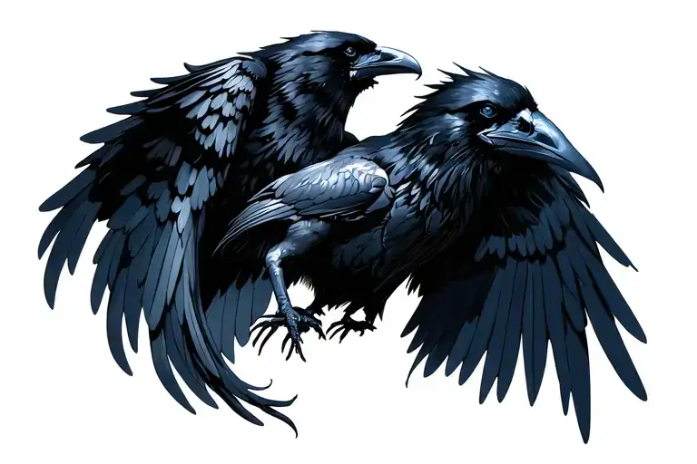 Raven Wings Over The Shoulder And Going Into The Back Like Armour