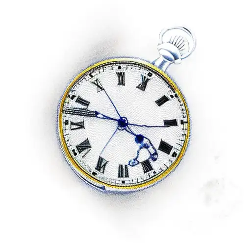 Pocket Watch With Roman Numeral Birthdate Going Across Forearm