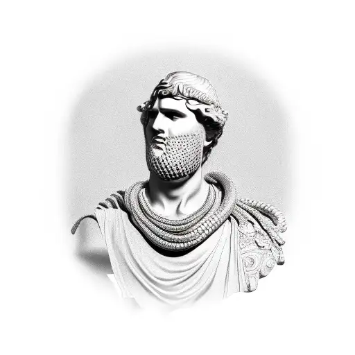 Roman Bust With A Snake