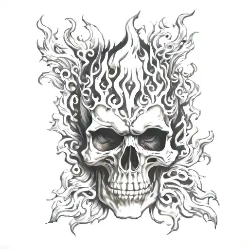 Skull And Flames Leg