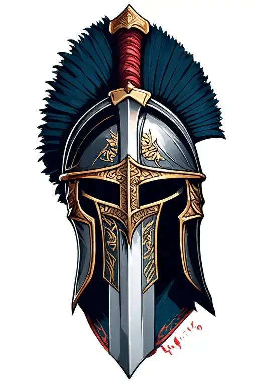 Sparta Helmet And A Sword