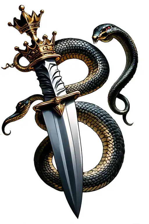 Thin Dagger With Snake And Crown Hanging