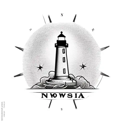 A Lighthouse On Top Of A Compass With Old Sea Map From Norway In Background