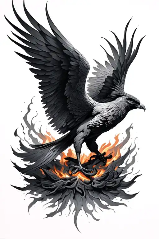 Phoenix Rising From The Ashes Rising Black Grey