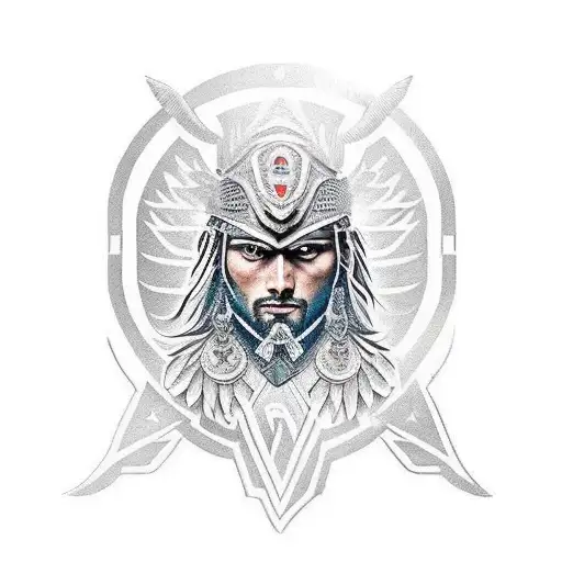 Warrior With Eagle On His Shoulder And With Slavic Symbol On His Chest