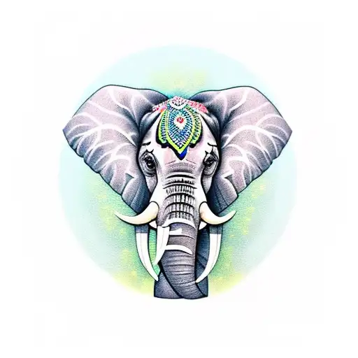 Elephant With Flowers And Mandala
