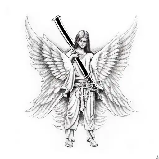 Angel Thrusting A Sword Into Demon