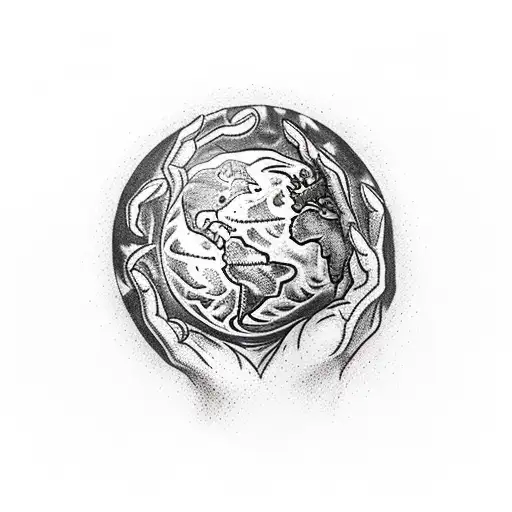 Black And White Hand Holding Planet Earth On Flames