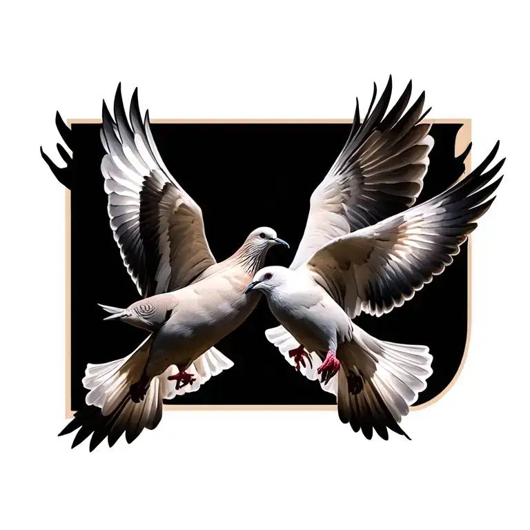 Two Doves Flying