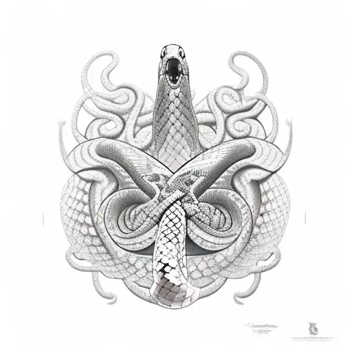 Snake With Flower In The Scales