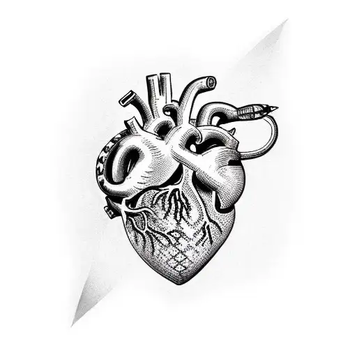 Anatomical Heart With Snake And Dagger