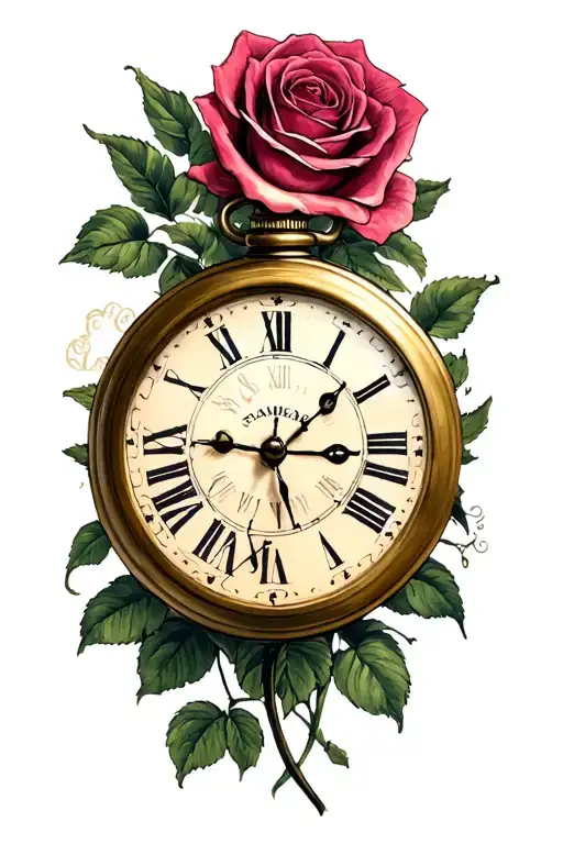 Two Pocket Clock With Rose
