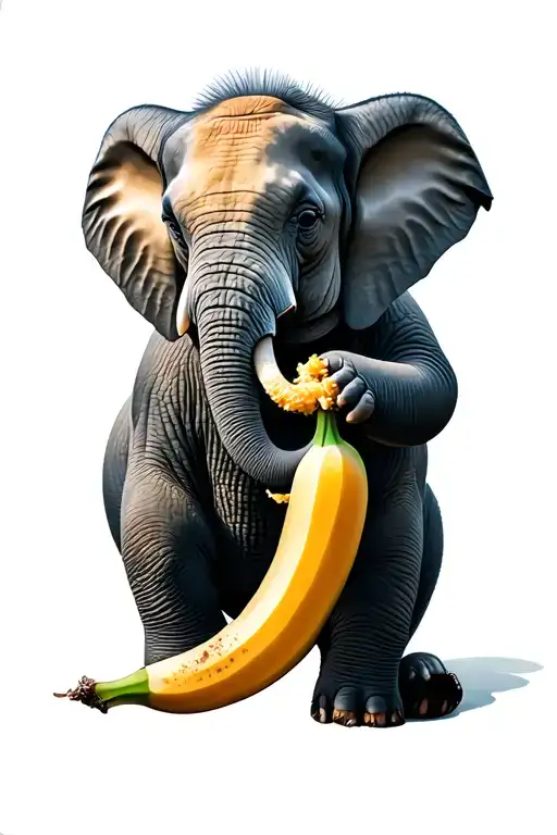 Baby Elephant Eating A Banana