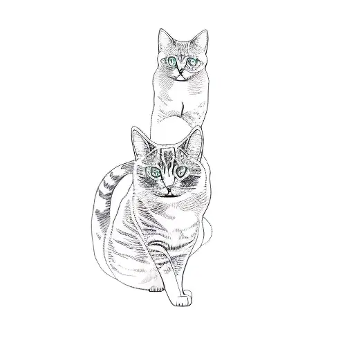 Two Cats On A Black Background