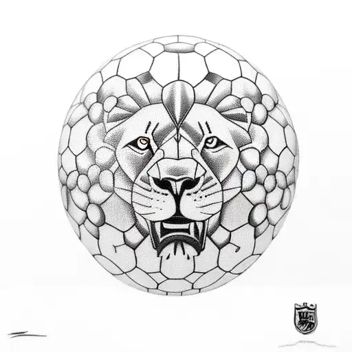 Lion With Soccer Ball Under His Feet