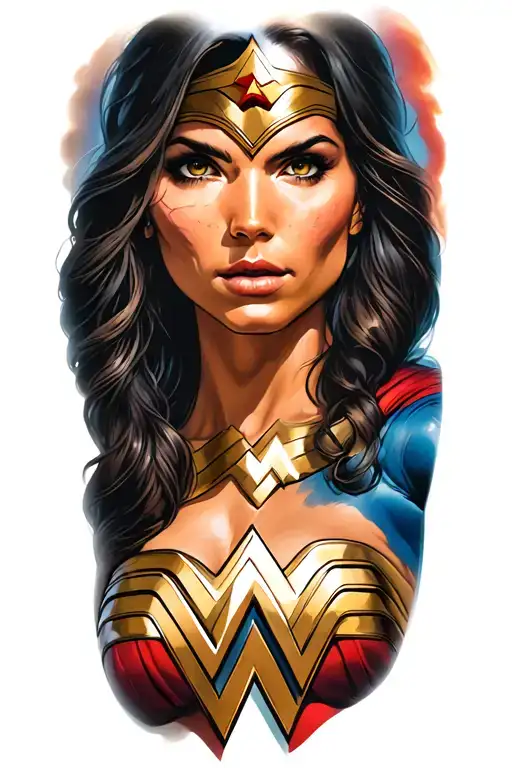 Wonder Woman With 3 Faces Peeking
