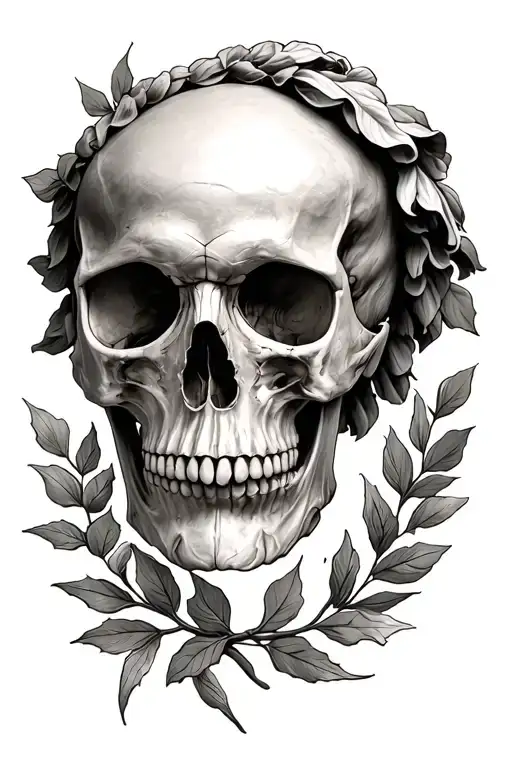 Roman Skull Wearing Laurel Leaves