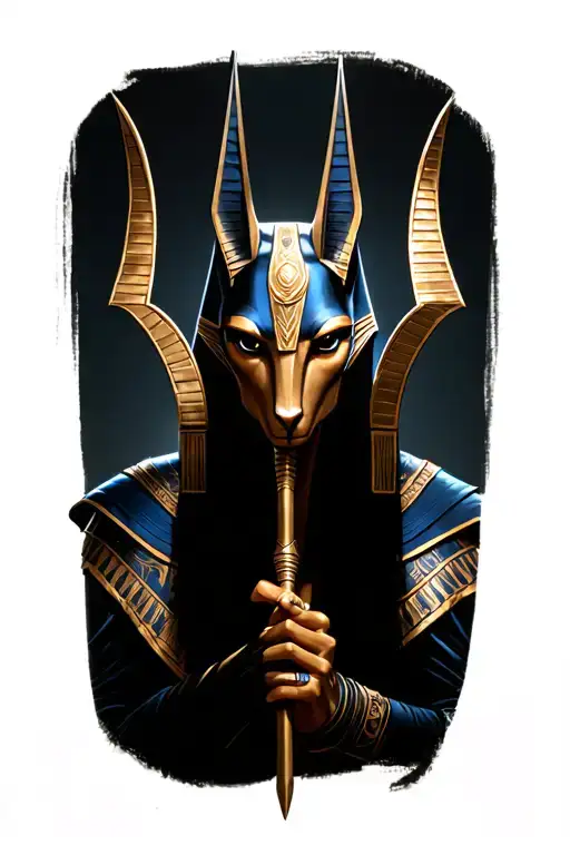 Portrait Of Anubis With The Scepter In The Hand