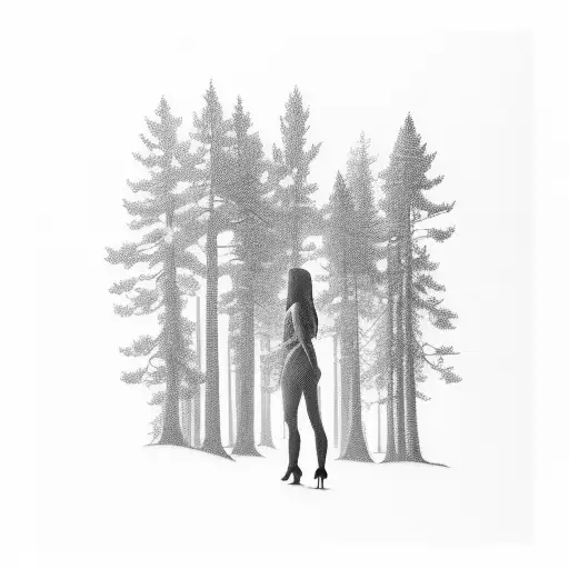 A Silhouette Of A Forest With Women Behaving Badly In The Woods