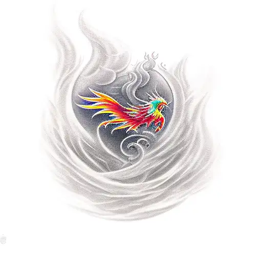 Phoenix Rising From Fire Rose