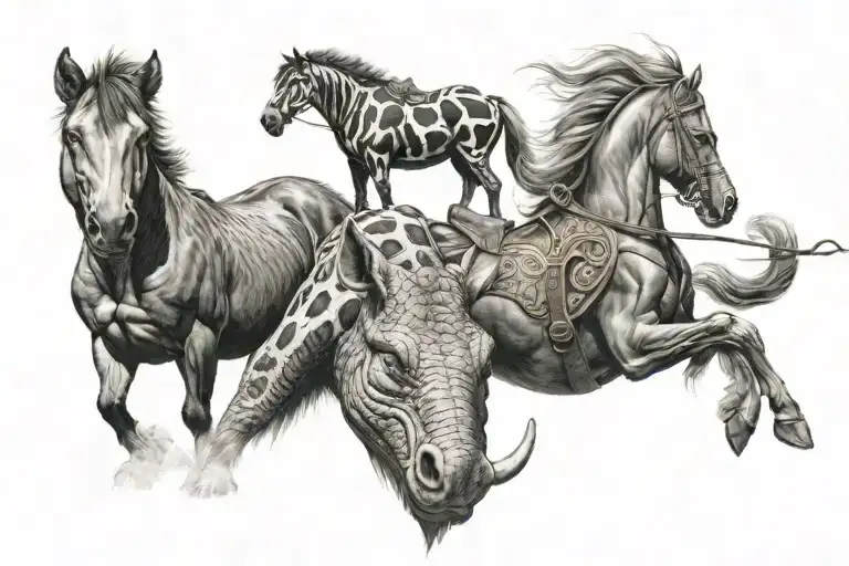 Snake And Horse And Pig