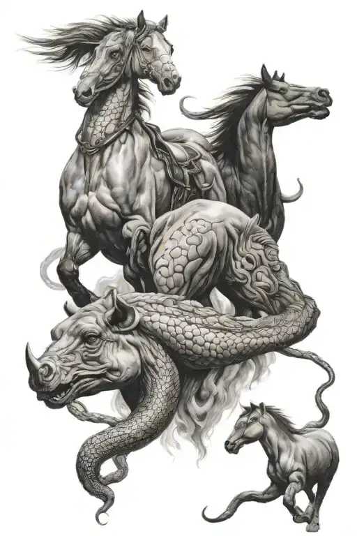 Snake And Horse And Pig