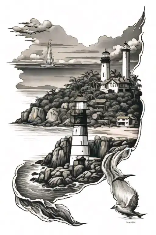 Cebu Island Lighthouses In Background