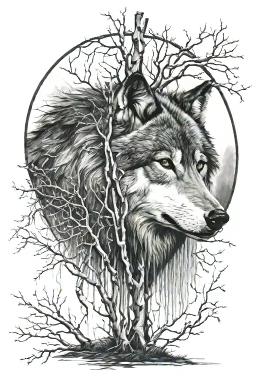 Wolf And Weeping Willows