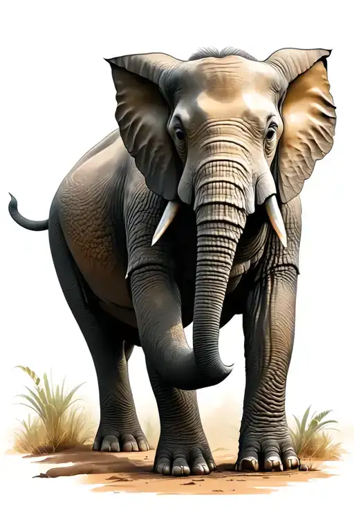 African Elephant With Rhino