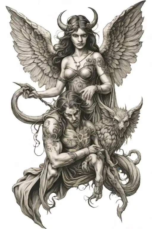Female Angel And A Demon