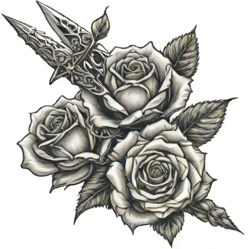 Dagger And Rose Intertwined