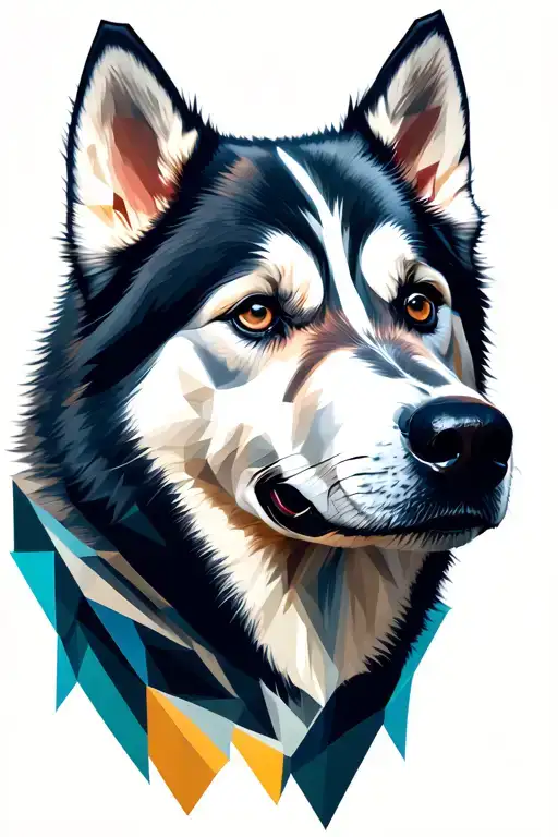 Husky Face With Geometric