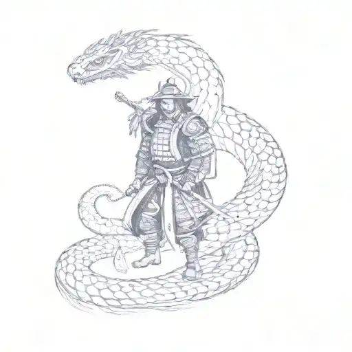 A Samurai With A Golden Cobra