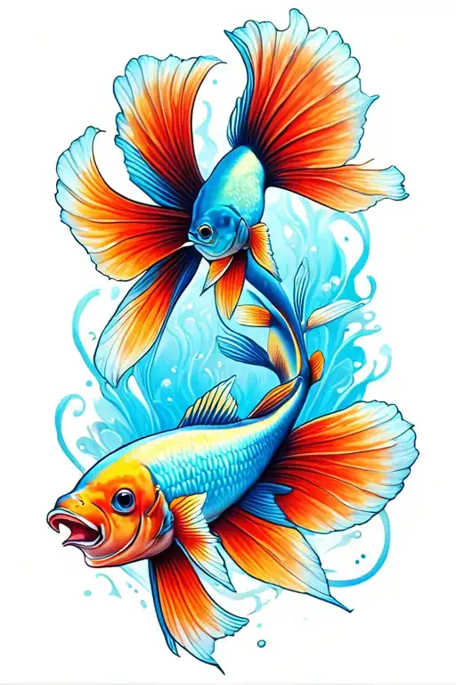 Two Fish With Large Tails