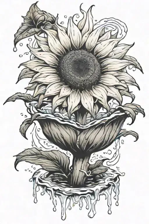 Sunflower In A Fountain