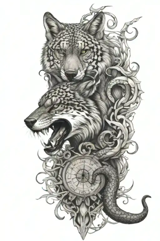 Snake And Alpha Wolf