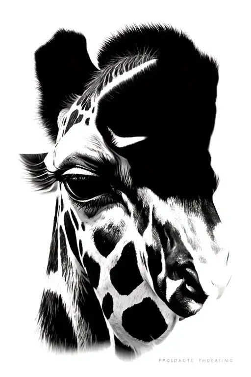 Realism Black And White Giraffe Eye Profile