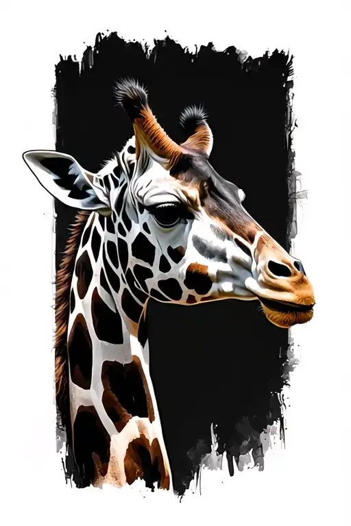 Realism Black And White Giraffe Profile